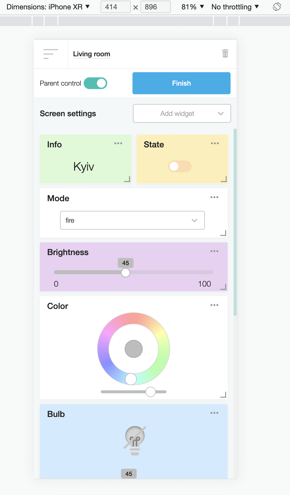 Screen settings